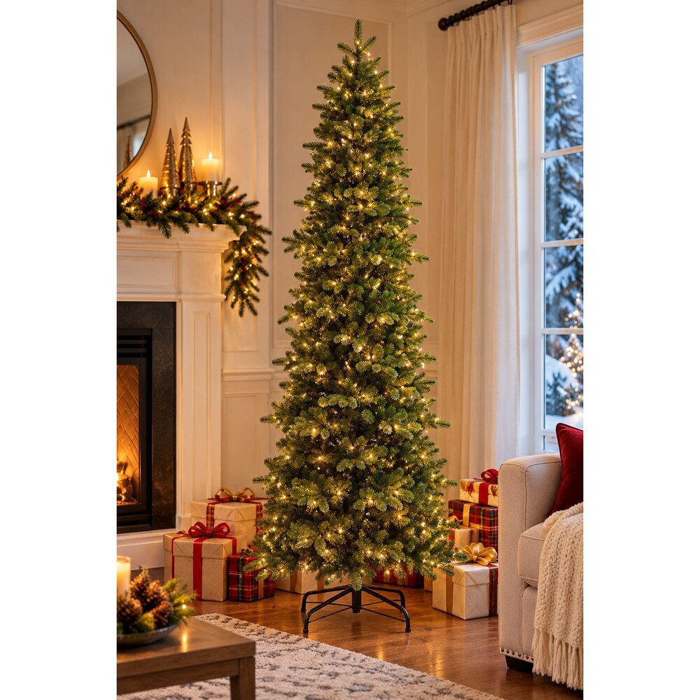 National Tree Co 6.5 Ft Pre-Lit Prescott Pencil Slim Artificial Christmas Tree